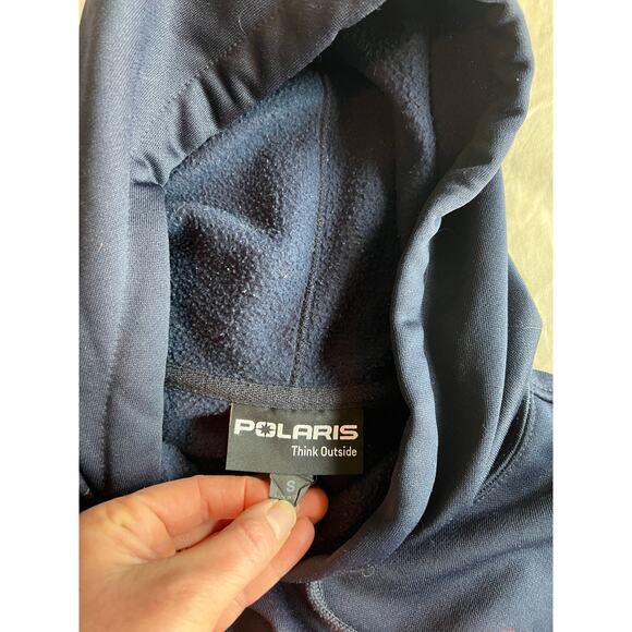 Polaris star men's small retro logo hoodie navy blue fleece lined wicking snow - Picture 7 of 9